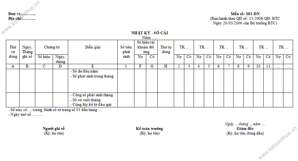 Mẫu số S01-DN, mau so S01-DN