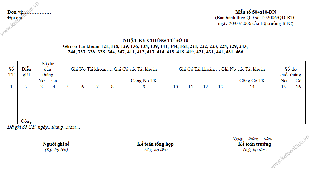 Mẫu số S04a10-DN, mau so S04a10-DN