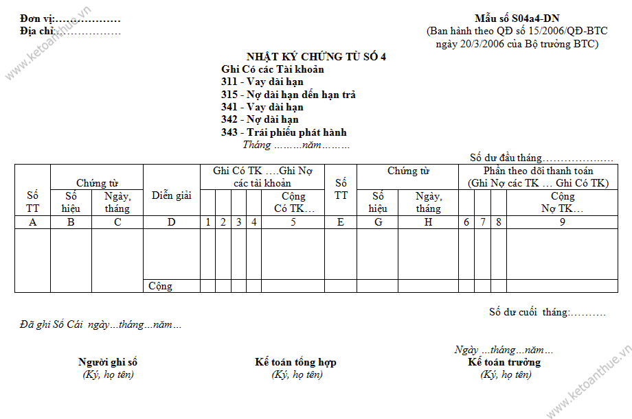 Mẫu số S04a4-DN, mau so S04a4-DN