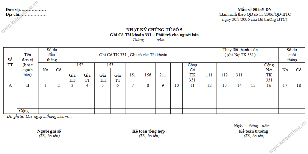 Mẫu số S04a5-DN, mau so S04a5-DN