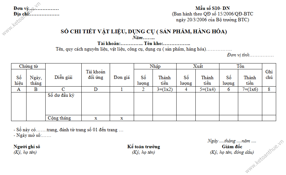 Mẫu số S10-DN, mau so S10-DN