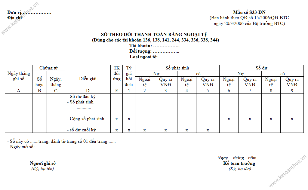 Mẫu số S33-DN, mau so S33-DN