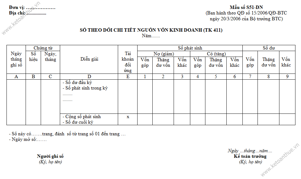 Mẫu số S51-DN, mau so S51-DN